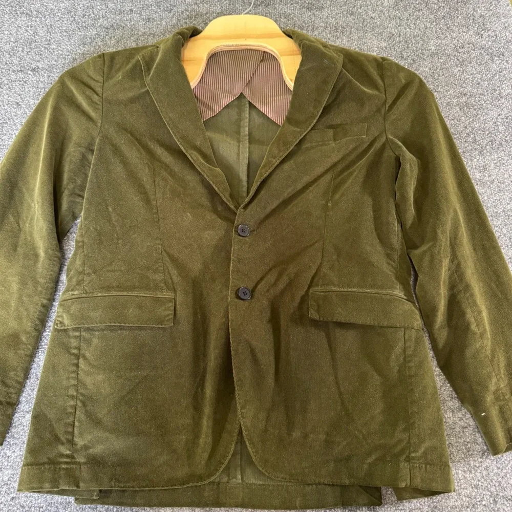 Brooks Brothers Red Fleece Sport Coat Mens 40R Corduroy Slim Olive Green Blazer